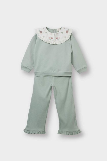100% Cotton 2-Piece Set Big Collar Sweatshirt Sweatpants Baby Girl F6299A525Wn