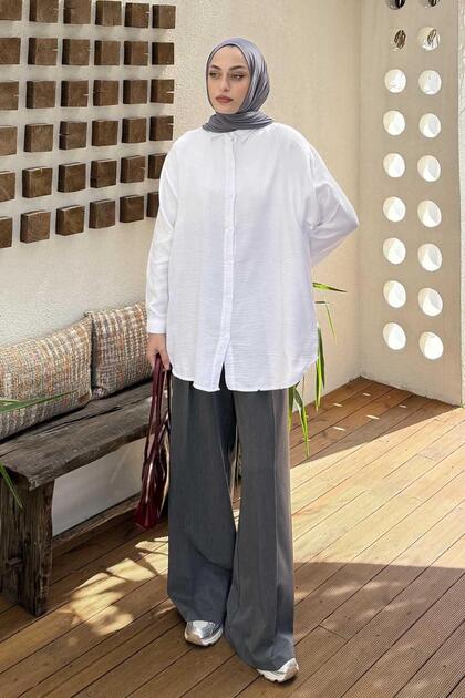Muslin Hijab Shirt White