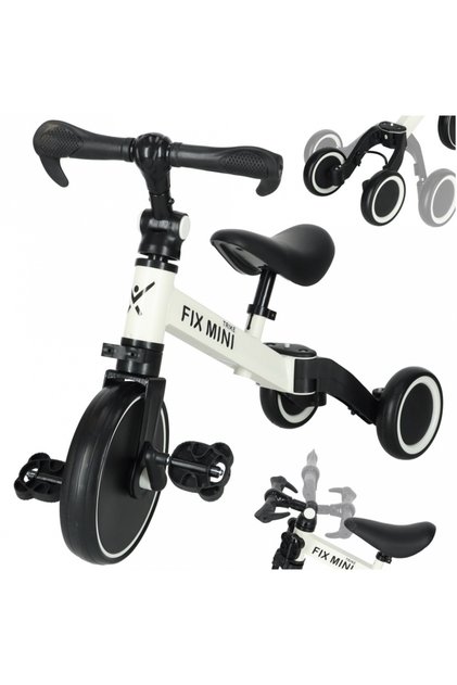 Tricicleta pentru copii Trike Fix White cu pedale, 3 in 1, ghidon si sa reglabile, cadru din