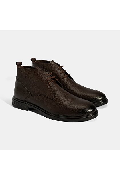 Men's Brown Lace-Up Leather Boots