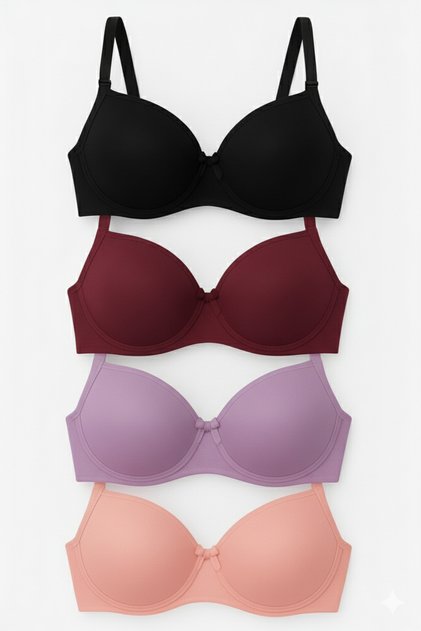 Women's Wire-Filled Supported Daily 4-Piece Bra Set
