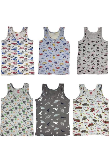 Boy's Cotton Anti-Sweat Comfortable Patterned Colorful Undershirt 3 Pieces