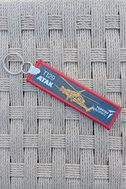 T 129 Atak Turkish Aerospace Aviation Written Nakis Embroidered Helicopter Cloth Keychain