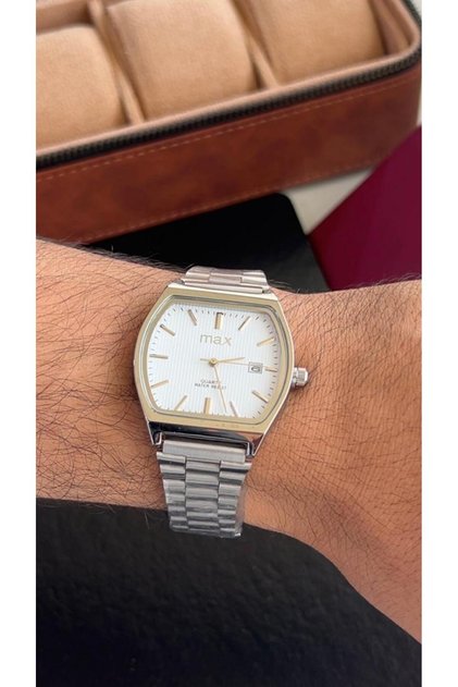 Men's Watch with Silver Stainless Steel Strap and White Dial