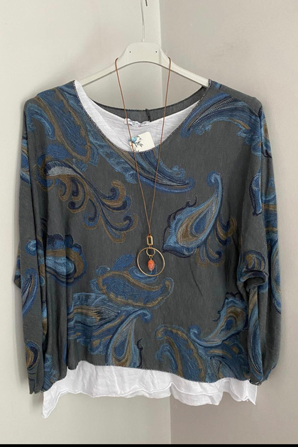Women's Italian Mink Shawl Patterned Necklace Cotton Combed Cotton Sleeveless Inner Long Sleeve Knitwear Blouse 2-Piece Set