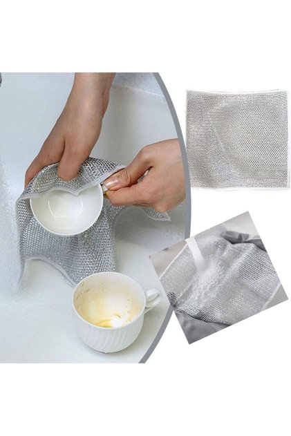 3 Pieces 20X20 Inox Wire Cloth Hard Dirt Cloth, Inox Wire Dish Cloth, Kitchen Bathroom Cloth
