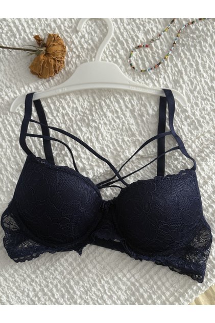 Double Cross Lace Detail Padded Bra