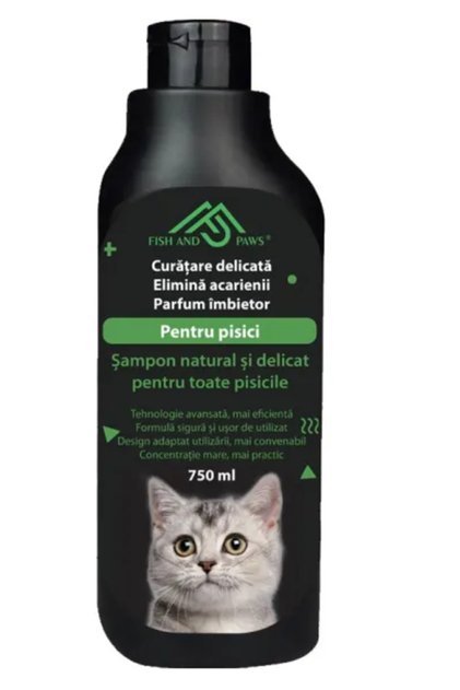 Șampon pentru Pisici, 750 ml – Curățare delicată, hidratare și blană pufoasă, Vitamina B5