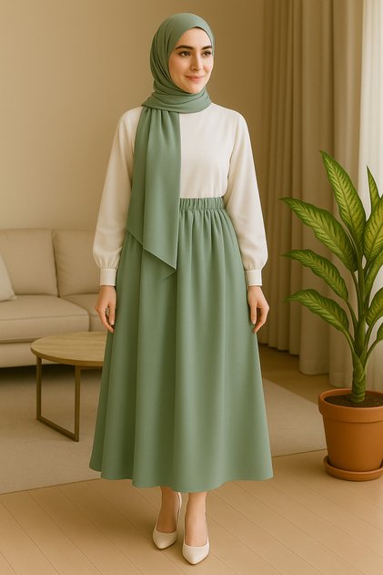 Medina Silk Hijab Skirt, Long Flared Skirt, Flowy Egyptian Silk Flared Skirt, Hijab Modest Clothing
