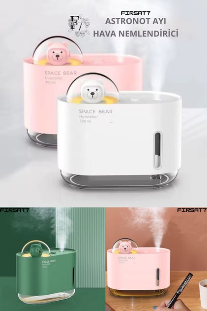 Decorative Astronaut Bear Air Humidifier 300ml Aroma Diffuser Home Office Children Bedroom Mini Steamer
