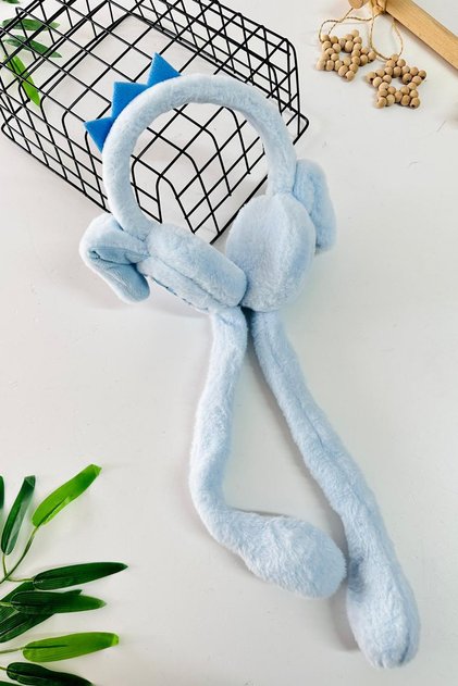 My Little One's Cicileri Dino Detailed Plush Girl's Headphones - Baby Blue