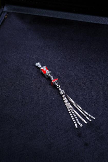Special Red Enamel Silver Tassel
