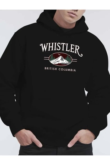 Hanorac cu glugă oversize unisex pentru femei/bărbați cu imprimeu WHISTLER