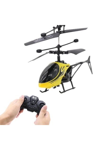 Elicopter cu telecomandă, 4,3x17,5x11cm, Telecomandă și cablu de încărcare, Galben