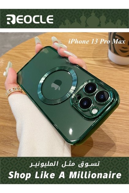 جراب مغناطيسي شفاف لهاتف iPhone 13 Pro Max مع واقي مدمج لعدسة الكاميرا جراب مغناطيسي رفيع للغاية