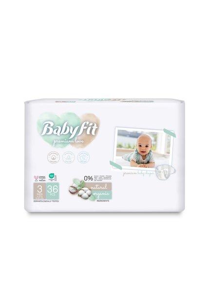Baby Fit Natural Alcohol Free Diaper Eco Pack Size 3 (36) PC