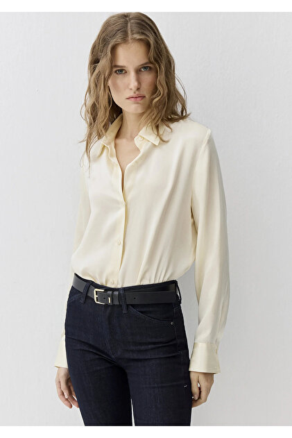 ecru dress shirt slim fit Italian Collar Dress Shirt- Beige – dolce MODA