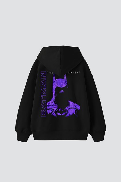 Bat Bat Printed Oversize Unisex Black Hoodie