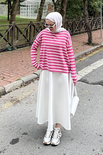 Striped Fisherman Sweater Fuchsia