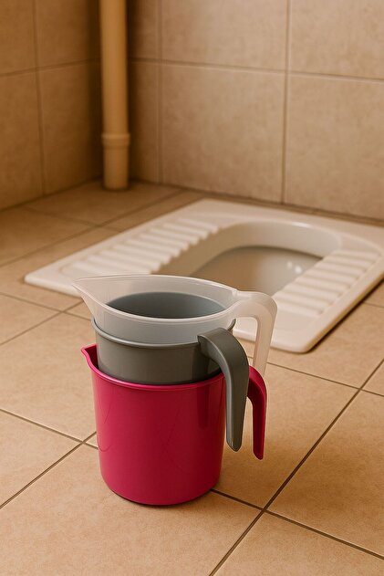 3 Pieces Water Cup Plastic Water Container Cup Toilet Bathroom Cup Alaturka Wc