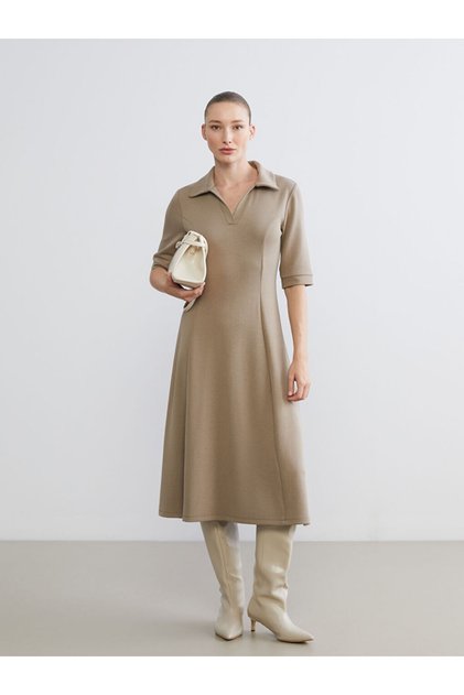 I Devrik Roba Collar Waist-Slit Dress from Freezen Store