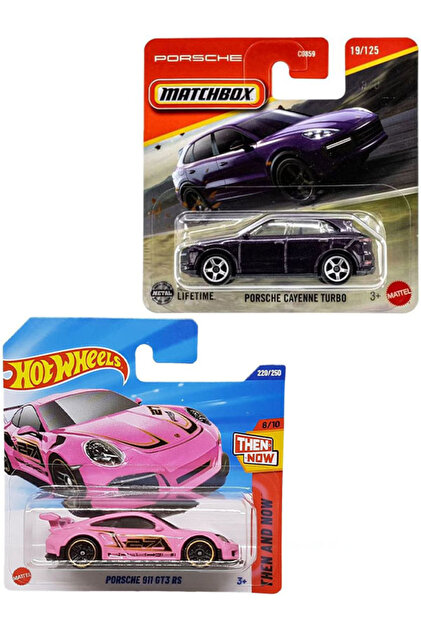 Hot Wheels ポルシェ911 GT3 R 2台セット HOT WHEELS 2 Araç Set - - Porsche 911 GT3 RS - Pembe & Matchbox