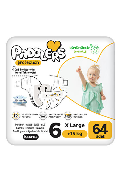 Paddlers Protection Bebek Bezi 6 Numara X-Large (15+ Kg) 128 Adet