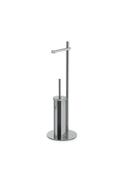 Circe Pedestal Toilet Roll Holder+Brush Holder - Chrome