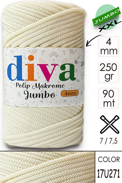 PP Macrame Jumbo 250 gr (4 mm) 17U271 Ecru