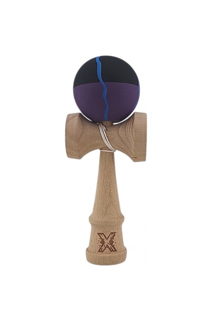 Kendama X Original, Διαδραστικό, Flippy, Ξύλινο, Λαβή από καουτσούκ, 18 cm, Μαύρο/Μωβ