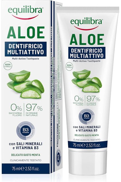 Pasta de Dinti Multiactiva Aloe, Anti-Carii, Anti-Tartru, Protector Gingival, 75 ml, Equilibra