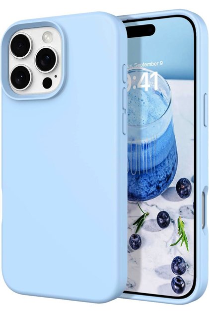 Iphone 16 PRO MAX Lansman Kılıf Içi Kadifeli Kamera Yükseltili Silikon Kapak Bebe Mavi