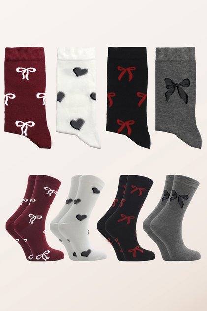 Women's Cotton Patterned Socks Multi-Colored 4-Piece Pack