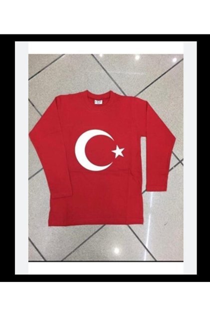 Unisex Kids T-Shirt Turkish Flag - Moon Star - Printed Long Sleeve