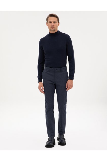 Lacivert Slim Fit Kanvas Pantolon 50317228-VR033