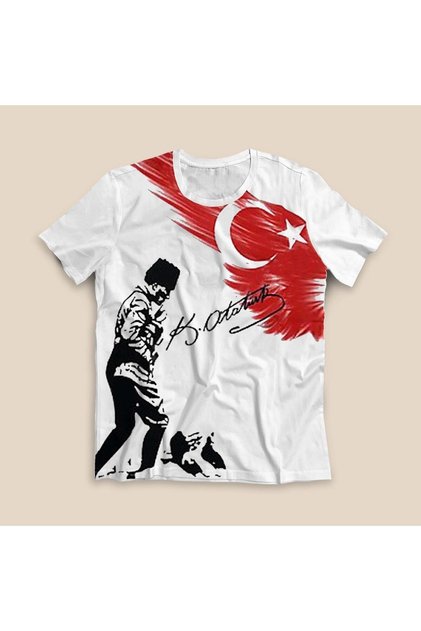 Ataturk Printed T-Shirt - White - Ts853