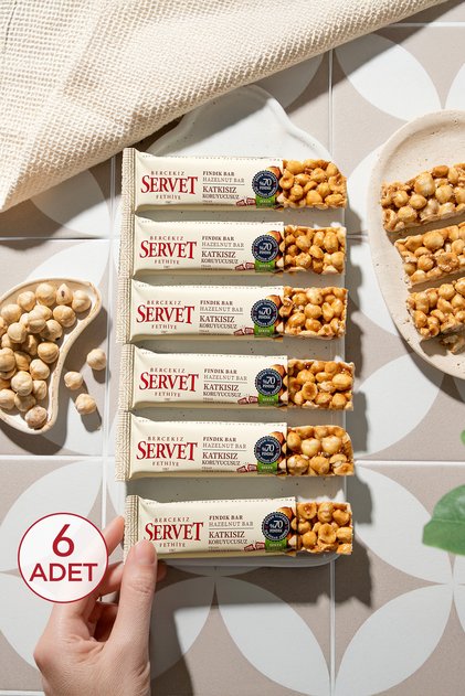 Şeker Ilavesiz Fındık Krokan Bar 120 gr (6 X 20 GR)