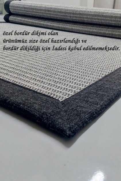 Jüt Sisal CANVAS 0410B GRİ ÖZEL BORDÜR DİKİMLİ JÜT SİSAL