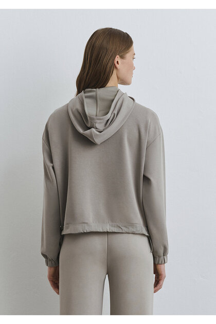 Mavi Sporty Lux Yarı Fermuarlı Gri TENCEL TM Modal Sweatshirt