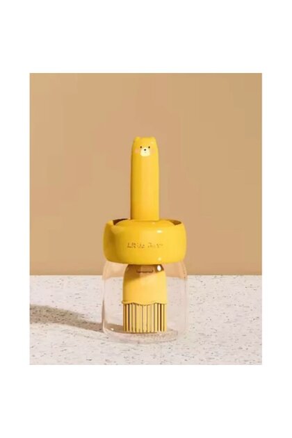 Pensulă din silicon cu rezervor 150 ml, galbenă, model ursuleț