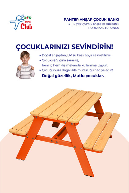 Panter Ahşap 4-10 Yaş Uyumlu Çocuk Piknik Masası