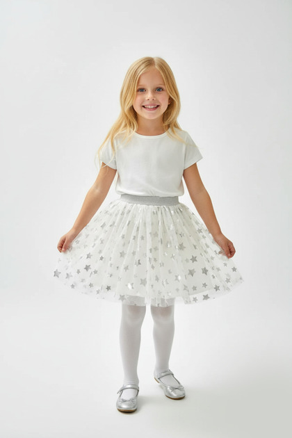 Girl's Star Printed 23 April 29 October 19 May Wedding Birthday and Party Tulle Tutu Skirt