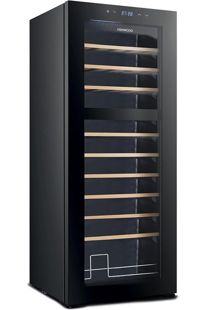 55 Bottle Freestanding Beverage Cooler with Dual Temperature Zone and LED Lighting – Black