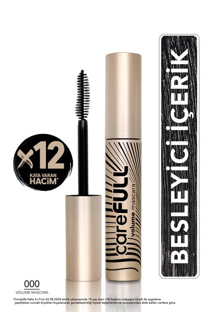 Hacim Veren Besleyici Maskara (SİYAH) - Carefull Volume - 000 Black - 8682536084093