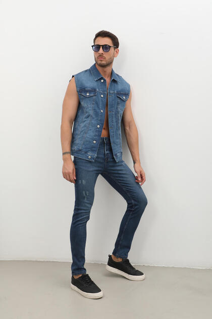 Men's Buttoned Jean Vest