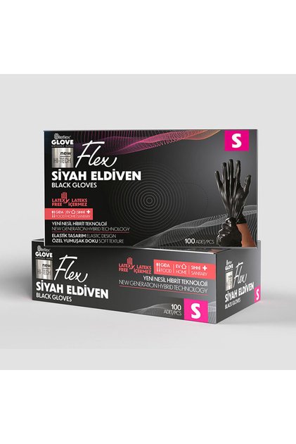 Flex Eldiven Pudrasız Siyah 100 lü S Beden