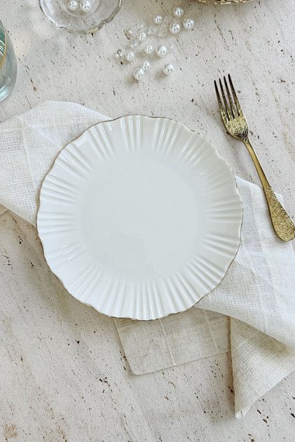 Aura Gold 6-Piece 21 cm Premium Porcelain Dessert Plate Set