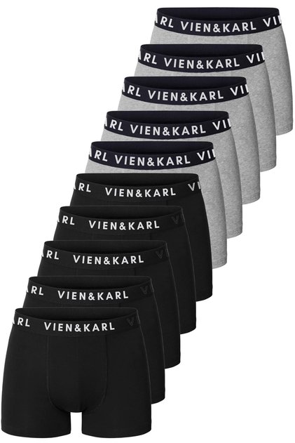 Men's Black Gray 10-Pack Plain Lycra Boxer Shorts