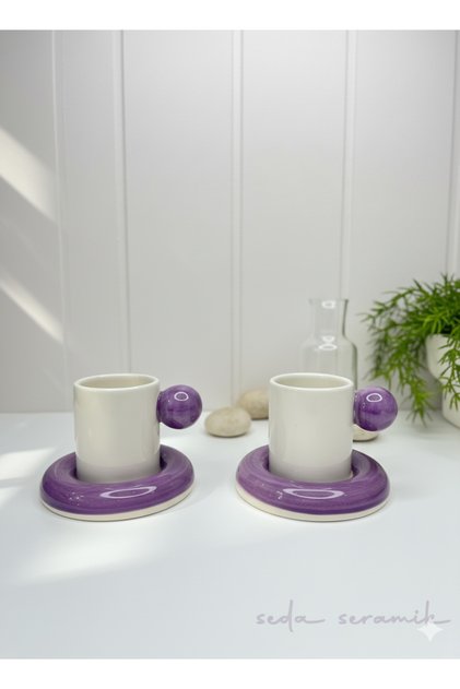 Handmade 9 Color Dragee Series 4-Piece Coffee Cup Set for 2 People