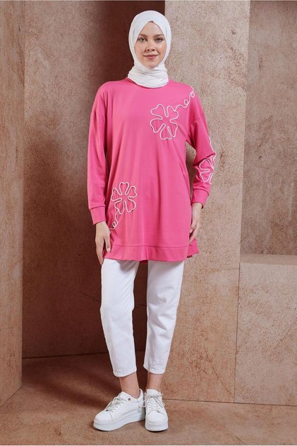 Embroidered Detail Sweatshirt Tunic 44624